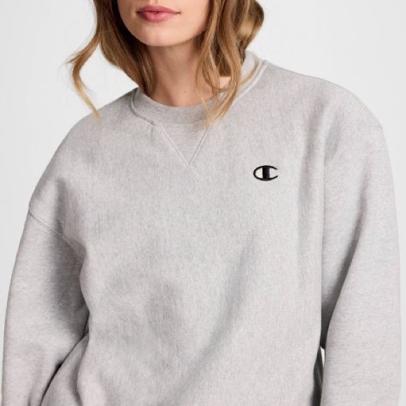 Champion Women's Fleece Crewneck Sweatshirt - Heather Gray M - Picture 3 of 6